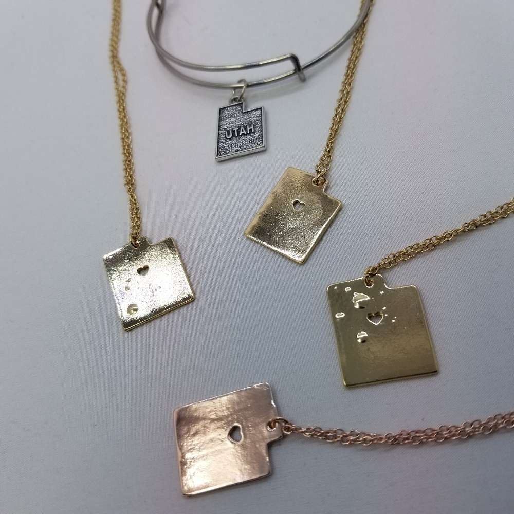 NWT Four Heart of Utah Necklaces and Bracelet